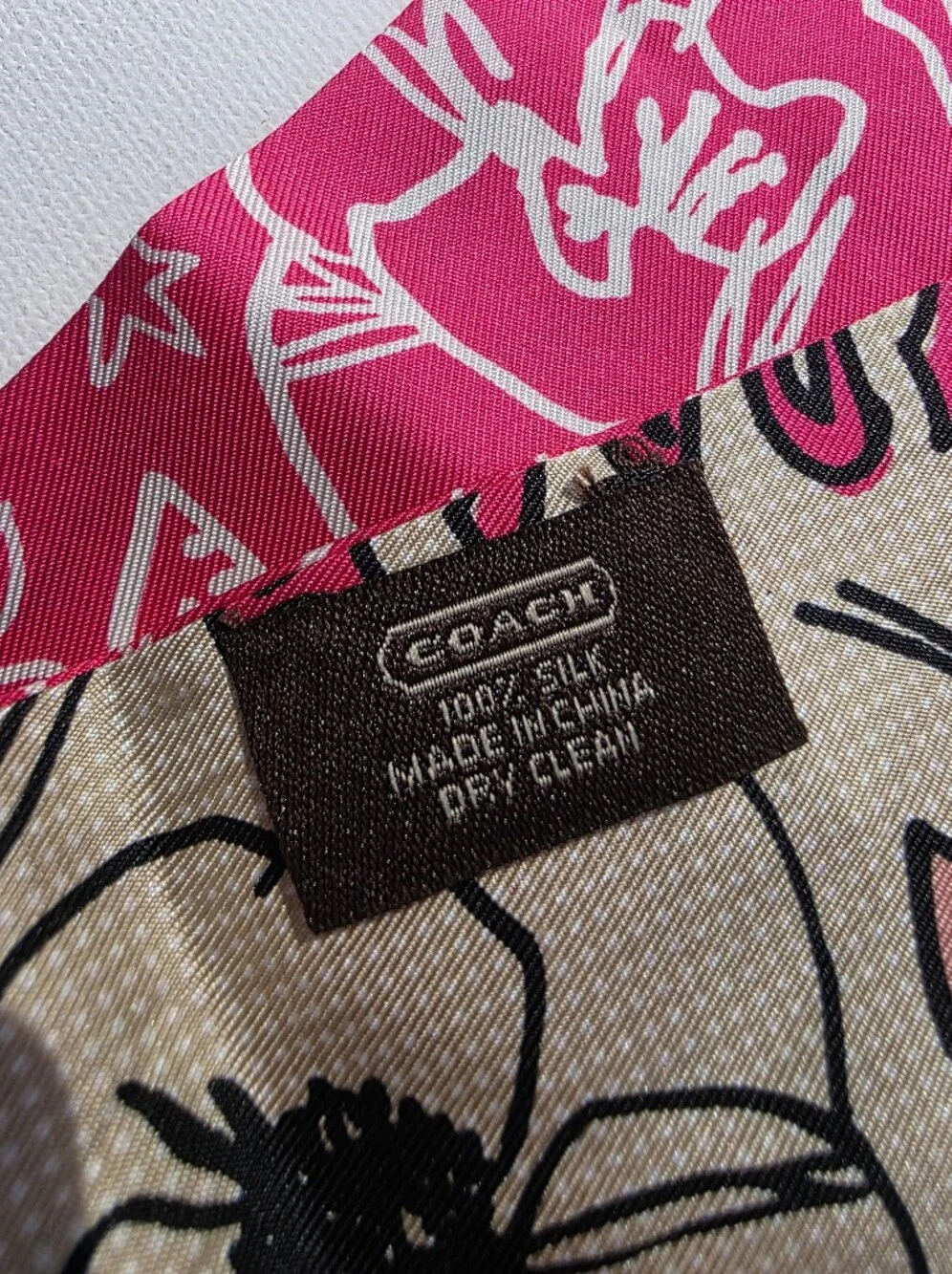 Coach Poppy Reversible Floral Silk Twilly